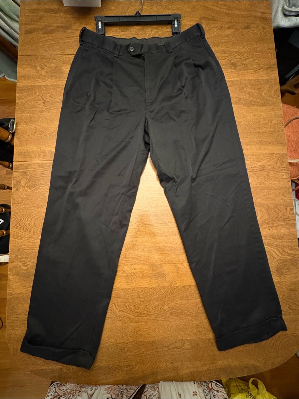 Savane Black Men's Dress Pants — Classic Pleated Straight Leg